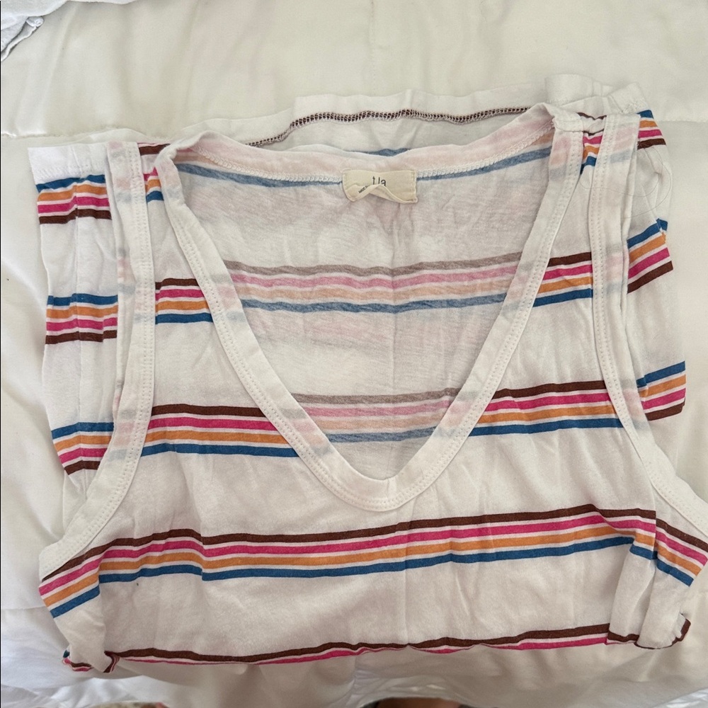 T.La Multicolor Striped V-Neck Tank Top